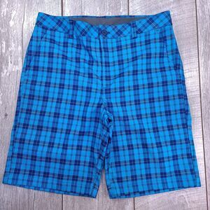 Under Armour Shorts Mens 32 UA Performance Blue Plaid Golf Sports